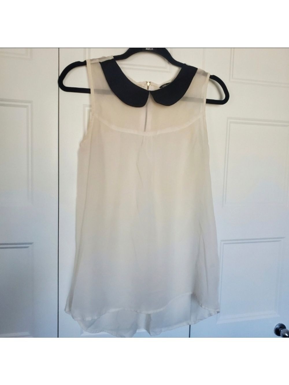 Streetwear Society Peter Pan Collar Blouse Cream Black Small